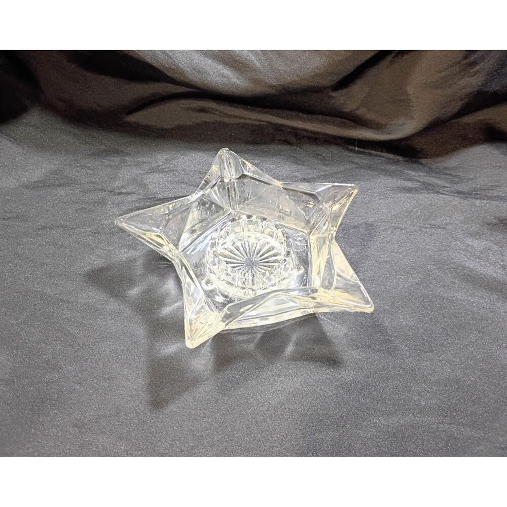 Vintage Clear Glass Star Shaped Ashtray Candle Holder